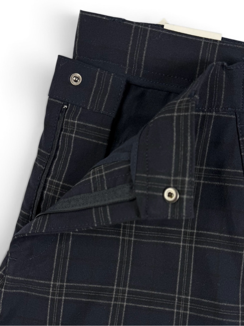 Zara The Driver Pant NWT Navy Windowpane Plaid Slim Trousers Medium